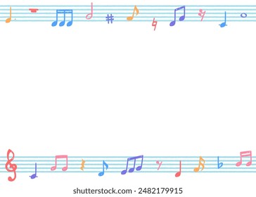Hand drawn music note background frame, music design background