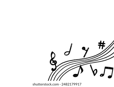 Hand drawn music note background frame, music design background