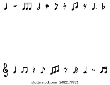 Handgezeichneter Notenhintergrundrahmen, Musikdesign-Hintergrund