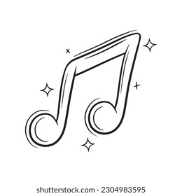 Hand Drawn Music Note.  Doodle Vector Sketch Illustration