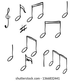 hand drawn music note element doodle vector