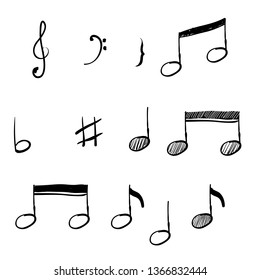 hand drawn music note element doodle vector