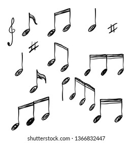 Hand Drawn Music Note Element Doodle Stock Vector (Royalty Free ...