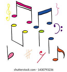 hand drawn music note element doodle vector
