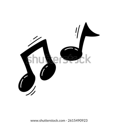 Hand Drawn Music Note Illustration. Doodle Vector. Isolated on White Background - EPS 10 Vector