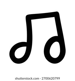 Icono de elemento de contorno de clave de nota musical dibujado a mano