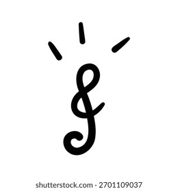 Icono de elemento de contorno de clave de nota musical dibujado a mano