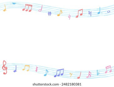 Hand drawn music notes background frame, music design background, watercolor