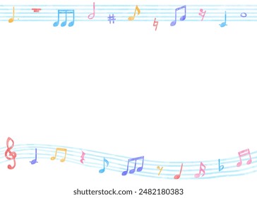 Hand drawn music notes background frame, music design background, watercolor