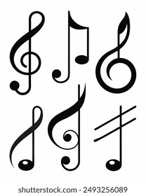 Hand Drawn Music notes. Doodle Vector Sketch Illustration