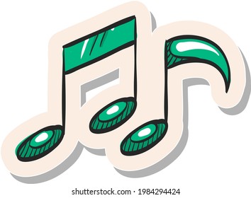 Hand drawn Music notes icon in sticker style vector illustration