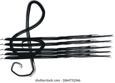 hand drawn music notes lines with note clef