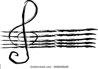 hand drawn music notes lines with note clef