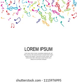 Hand Drawn Music Notes Vector Background. Musical Pattern with Place for Text