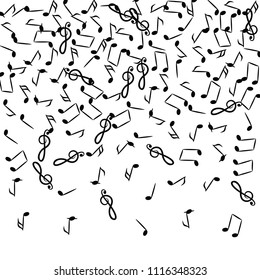 Hand Drawn Music Notes Vector Background. Musical Pattern with Place for Text