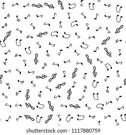 Hand Drawn Music Notes Vector Endless Background. Musical Seamless Pattern with Note Icons