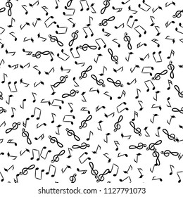 Hand Drawn Music Notes Vector Endless Background. Musical Seamless Pattern with Note Icons