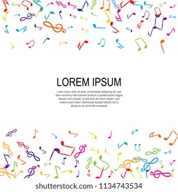Hand Drawn Music Notes Vector Background. Musical Pattern with Place for Text