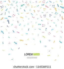 Hand Drawn Music Notes Vector Background. Musical Pattern with Place for Text