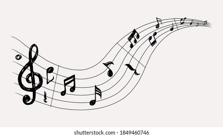  hand drawn music notes, vector illustration