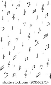 Hand drawn music notes in vector. seamless pattern with flat musical key signs, shapes and symbols. music icons illustration. collection of musical notes.