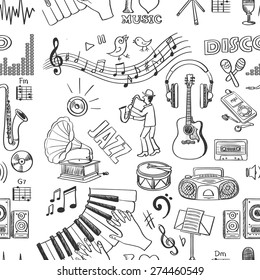 Hand drawn music pattern, excellent vector illustration, EPS 10