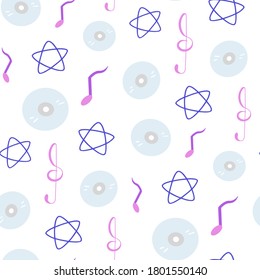 Hand drawn music pattern. Hobby items illustration isolated on white.