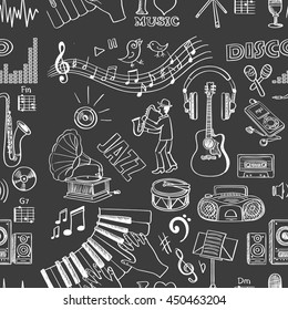 Hand drawn music pattern. Vector illustration, EPS 10