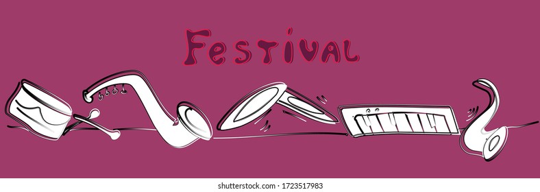 Hand drawn Music poster illustration - vector. Perfect music festival banner template.
