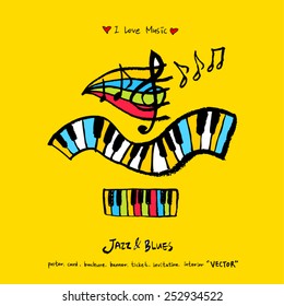 Hand drawn Music poster illustration - vector