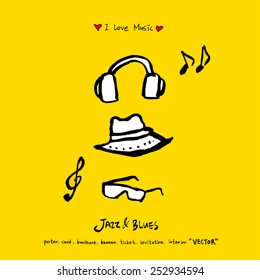 Hand drawn Music poster illustration - vector