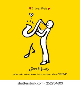 Hand drawn Music poster illustration - vector