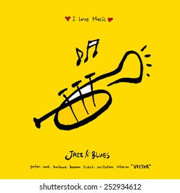 Hand drawn Music poster illustration - vector