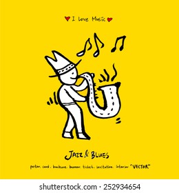 Hand drawn Music poster illustration - vector