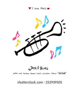 Hand drawn Music poster illustration - vector