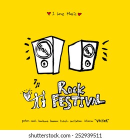 Hand drawn Music poster illustration - vector