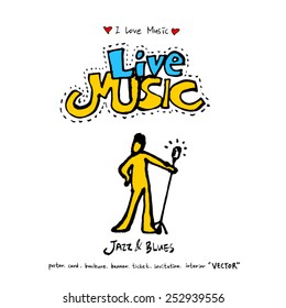 Hand drawn Music poster illustration - vector