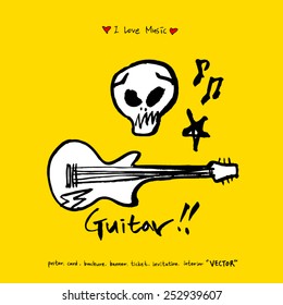 Hand drawn Music poster illustration - vector