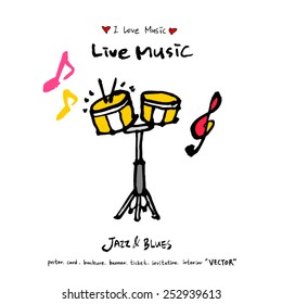 Hand drawn Music poster illustration - vector