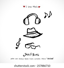 Hand drawn Music poster illustration - vector