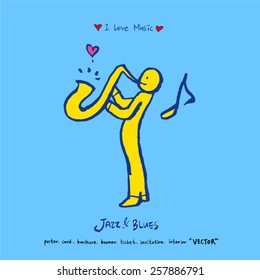 Hand drawn Music poster illustration - vector