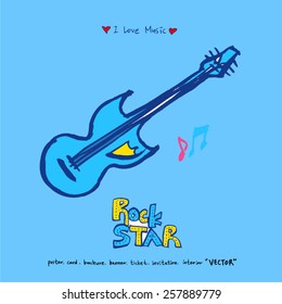 Hand drawn Music poster illustration - vector
