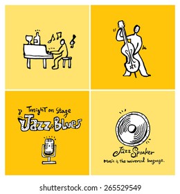 Hand drawn Music poster illustration - vector