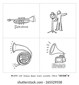 Hand drawn Music poster illustration - vector