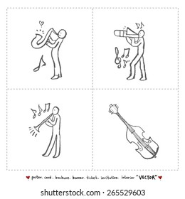 Hand drawn Music poster illustration - vector