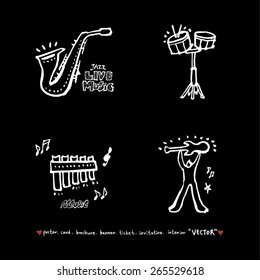 Hand drawn Music poster illustration - vector