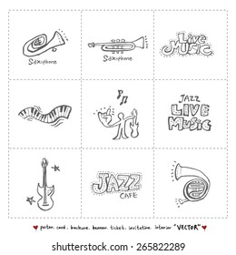 Hand drawn Music poster illustration - vector
