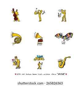 Hand drawn Music poster illustration - vector