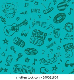 Hand drawn music seamless background