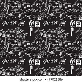 Hand drawn music seamless background chalkboard